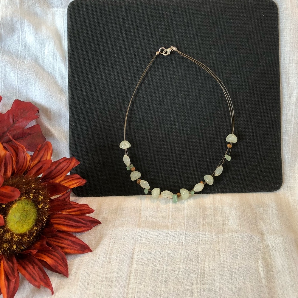 Wire and stone beaded necklace